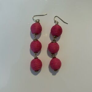 Pink Beachy Ball Drop Long Earrings